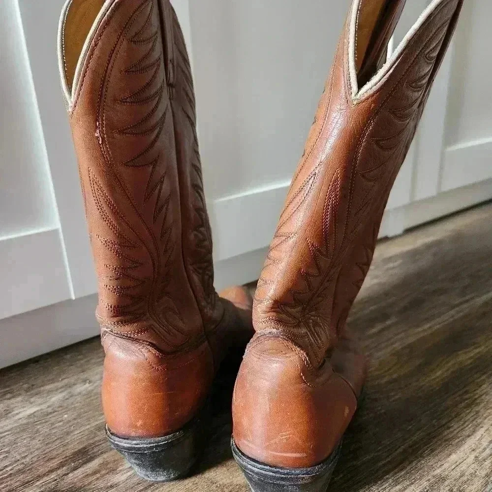 Vintage ACME Brown Leather Western Cowboy Boots - Mens Size 9.5 - Picture 4 of 8